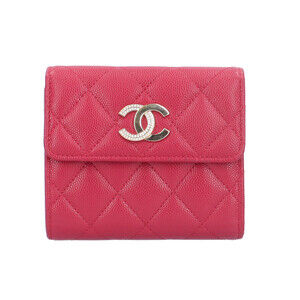 CHANEL Red Caviar Leather Wallet